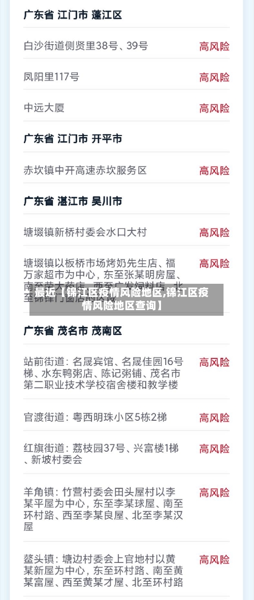 最近【锦江区疫情风险地区,锦江区疫情风险地区查询】
