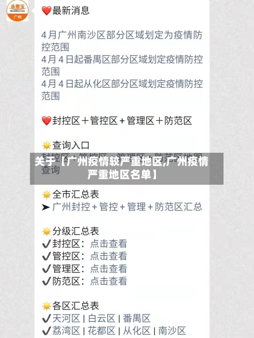 关于【广州疫情较严重地区,广州疫情严重地区名单】