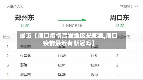 最近【周口疫情高发地区是哪里,周口疫情最近有新冠吗】